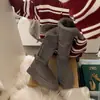 Primeiro Encontro Temporada Botas de Neve Peludas com Solado Grosso Femininas 2026 Novo Estilo Inverno Aconchegantes e Quentes Sapatos de Algodão Cano Alto Botas Longas