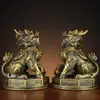 Par de Adornos de Unicornio de Cobre para el Hogar, Sala de Estar, Oficina, Adornos de Tamaño Grande, Regalos, Unicornio de Fuego de Latón, Unicornio de Riqueza y Prosperidad