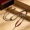 Cordón para Colgante de Jade Hetian Tejido a Mano, Cordón para Collar de Cuerda Fina de Cuatro Hilos, Cordón para Cuello Ajustable de Jade Rojo Jadeíta