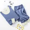 Ropa interior térmica de terciopelo para hombres y mujeres, conjunto sin costuras, engrosada, forrada de felpa, ropa de otoño, pantalones largos, parte inferior para pareja, camisa interior de invierno