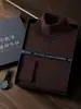 Suéter 100% Caxemira Pura Fina Lavável à Máquina com Gola Alta, Malha 18, Fio 68, Corte Solto, Estilo Leve para Negócios, Suéter Camada Interna Masculino