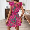 2025Verano Exportación Transfronteriza Temu Vestido Estampado de Manga Volante Moda Elegante Falda de Tirantes con Estampado Floral