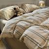 Conjunto de Quatro Peças de Algodão Lavado Cor Sólida Transfronteiriço, Capa de Edredom Escovada Sem Estampa, Lençóis B&B, Conjunto de Três Peças para Estudante, Capa de Cama Amazon
