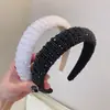 Faixa de Cabelo Esponja com Contas Retrô Europeia e Americana, Tiara de Cabelo de Cristal Feita à Mão Barroca, Adorno de Cabeça Grande de Cano Alto para Mulheres, Acessório de Cabelo Elegante para Senhoras