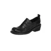 Zapatos de Cuero Pequeños de Tacón Medio Estilo Japonés Nuevo Primavera Uniforme, Zapatos para Mujer Slip-On de Piel de Vaca Pulida, Zapatos de Mujer de Moda