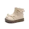 Dr. para Niñas. Botas de Algodón de Dos Capas Martens 2026 Otoño/Invierno Nuevas Botas de Cuero Suave Dulces con Lazo Botas de Algodón Cálidas para Niños Pequeños