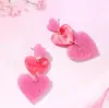 Nuevos Pendientes de Tachuela con Forma de Corazón para el Día de San Valentín con un Diseño Elegante y Único, Pendientes Largos Simples de Tres Eslabones para Mujer