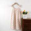 Verão Bonito Flying Sleeve Sling Pure Cotton Nightdress Pijama Feminino Sem Mangas Fino Vestido de Comprimento Médio com Almofada no Peito
