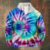 2024 Europa e Estados Unidos inverno transfronteiriço novo tie-dye cor algodão-acolchoado jaqueta masculina manga longa gola alta meio zíper suéter gola mais