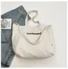 Bolso Tote Grande de Lona con Estampado de Letras de Moda para Mujer, Bolso Tote de Lona Simple de Gran Capacidad Casual Nuevo, Bolso de Hombro Versátil de Moda