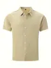 Camisa Havaiana Casual de Negócios Masculina Amazon Europeia e Americana Jacquard de Manga Curta Respirável Cor Sólida Lapela