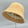 Sombrero de Pescador de Lana para Mujer en Otoño e Invierno, Sombrero de Cubo Versátil, Estilo de Moda Estilo Japonés Cubre-Cara Sombrero de Cuenca de Lana Tejida, Estilo Popular de Moda