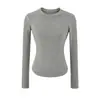 Camiseta de Manga Larga con Cuello Redondo Pequeño, Cepillada y Engrosada, Estilo Americano, Nueva para Otoño e Invierno, con Elástico, Ajustada, Capa Base