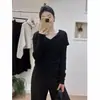 Camiseta básica casual gris estilo coreano para mujer, prenda exterior de otoño e invierno, top tipo camiseta de punto adelgazante de manga larga para mujer