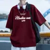 Camiseta de Manga Corta de Algodón Puro Pesado Estilo Verano Nuevo para Hombre Estilo Hong Kong Estampado de Letras Marca de Moda Versátil Holgada
