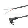 DC5521/5521 Dobra Esquerda e Direita 90 Graus Macho para Abertura de Linha Aberta, Fio de 2 Núcleos com Ponta de Estanho
