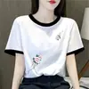 Camiseta de Manga Curta Estilo Mãe Moda para Mulheres, Comércio Exterior Transfronteiriço, Nova Estilosa de Verão, Redutora de Idade, Versátil, Caimento Solto