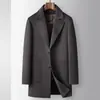 Abrigo para Hombre 2026 Otoño/Invierno, Cuello de Solapa, Forro Desmontable Largo de Plumón de Ganso, Chaqueta Cálida de Lana de Negocios para Hombres de Mediana Edad