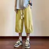Pantalones Cortos Caqui para Hombre Ropa de Exterior de Verano Delgados Sueltos Casuales Deportivos Pantalones Acortados Pantalones de Ocho Puntos a la Rodilla para Niños