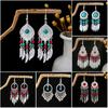 Estilo étnico Miao Silver Tassel Brincos Bohemian Turquesa Tassel Brincos Minorias étnicas Atrações turísticas Brincos