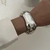 Diseño de Moda Transfronterizo Pulsera de Resorte Irregular Exagerada Ola Metal Ins Brillo Ancho Pulsera Moda