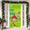 Cortina Verde do Grinch de Natal para Porta Pano Decorativo Venda Quente Transfronteiriça Hall de Entrada Fundo de Festa Pano Pendurado Decoração de Festival
