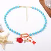 Vacaciones de Verano en la Playa Transfronterizas Juguetón Pez Estrella de Mar Concha Colgante Collar de Cuentas Nicho Personalidad Versátil Estilo Femenino