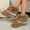 Botas de nieve de gamuza para mujer de talla grande transfronterizas, zapatos casuales de algodón con suela gruesa de gamuza otoño e invierno 2026, botas de nieve para mujer