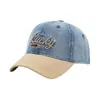 Gorra de béisbol de mezclilla bicolor para niños de 1 a 3 años, gorra con visera bordada con letras para primavera y otoño para niños y niñas