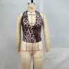 Ropa transfronteriza para mujeres europeas y americanas Amazon Nuevo estampado de leopardo cuello colgante sin mangas espalda descubierta cuello en V chaleco corto cabestrillo