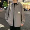 Camisa de Trabajo de Manga Larga Versátil de Estilo Hong Kong de Moda Otoño Invierno para Hombre Adolescente Universidad Textura Casual Holgada para Hombre
