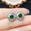 Venta al por mayor de fábrica Pendientes Populares de Diopsido Natural con Incrustaciones de Plata S925 Piedra Principal 5*5 Joyería de Lujo Venta Directa de Fábrica