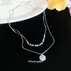 Collar de perlas de circón ultrabrillante estilo ins coreano, cadena para la clavícula moderna y elegante, gargantilla de diseño exquisito de nicho para mujer