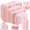 Conjunto de Armazenamento para Viagem Amazon Bolsa de Armazenamento para Viagem Conjunto de Oito Peças Bolsa de Armazenamento para Organização de Roupas de Viagem