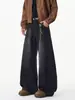 Jeans de corte curvo desconstruído de alta qualidade de fábrica de origem direta transfronteiriça, estilo americano de rua, para homens, calças compridas casuais retas largas de verão