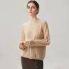 Camisa Base de Tricô Jacquard Torcido, Suéter Casual Solto Simples, Novo Estilo de Outono, Suéter de Cashmere com Gola V Totalmente Torcido para Mulheres