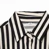 Nueva camisa de otoño estilo europeo y americano con retazos a rayas y cinturón, adecuada para comercio electrónico transfronterizo