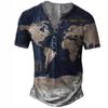 Camiseta con estampado digital para hombre, estilo europeo y americano, con estampado náutico, cuello redondo y 7 hebillas, informal, de manga corta.