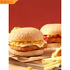 Hamburguesa de Desayuno Calentamiento en Microondas Instantáneo Pierna de Pollo Orleans Hamburguesa Rollo de Pollo Paquete Familiar Comida Congelada Paquete de 8