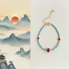 Nuevo Pulsera de Pez Pequeño con Cuentas Rojas y Azules Chinas Diseño de Nicho Femenino Pulsera de Cuentas Redondas deapatita Estilo Chino Avanzado Pulsera al por Mayor