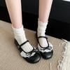 Zapatos Mary Jane Ligeros de Una Correa con Suela Blanda para Mujer 2025 Otoño e Invierno Nuevo Estilo Borde de Encaje Populares Lindos Elegantes Lazo