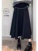 Saia de Maternidade Outono 2026 Novo Estilo Petite Comprimento Médio Reta Cintura Alta Suporte para Barriga Saia Longa Evasê Roupa de Outono