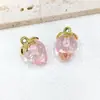 Colgante de fresa acrílica, Collar de fruta chapado, Joyería para llavero, Accesorio 3D para manualidades
