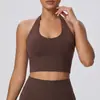 Regata de Yoga Slim Verão Respirável Sexy Sem Costas Halter Sutiã Esportivo Feminino À Prova de Choque Top Fitness Costas Bonitas