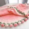 Manta de Peluche con Gradiente de Rosas Paquete de Materiales DIY Tejida a Mano Manta de Ramo Regalo