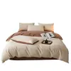 Juego de cama de cuatro piezas de algodón puro cepillado de alta gama de los años 60, algodón puro Clase A, adecuado para todas las estaciones, sábana plana, funda de edredón, ropa de cama estilo sábana ajustable