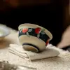 Taza de Té de Cerámica Antigua Pintada a Mano Moji Caramel Glaze Indigo Durazno Juego de Té Kung Fu Taza de Maestro Taza de Degustación