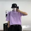 Harajuku sin marca artística versátil casual ins simple moderno cuello medio alto manga corta camiseta nueva moda japonesa