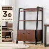 Estante de Armazenamento de Chão Multicamadas com Porta de Armário Prateleira de Exibição Doméstica Armário Doméstico Prateleira Trapezoidal Multifuncional