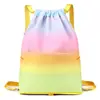 Mochila com Cordão Estampada para Mulheres, Grande Capacidade Dobrável Armazenamento Esporte Academia Bolsa, Mochila de Viagem com Cordão, Dobrável